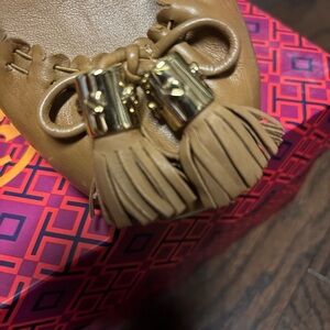 Tory Burch Brown Loafers with Gold Tassels
